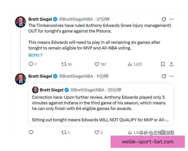 爱德华兹因膝伤缺阵活塞 生涯巅峰赛季遗憾无缘各大奖项 爱德华兹因膝伤缺阵活塞 生涯巅峰赛季遗憾无缘各大奖项