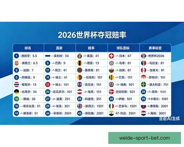 深度解析2026世界杯投注赔率变化趋势与热门球队夺冠概率全面前瞻