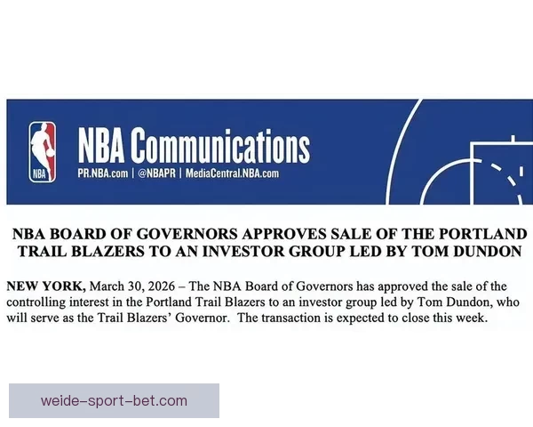NBA董事会批准开拓者出售 杨瀚森正式换老板估值42.5亿美元